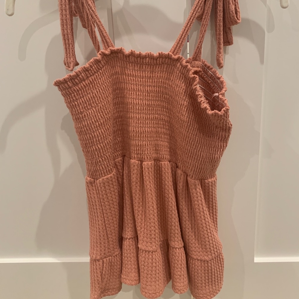 Altar’d State Tie Shoulder Smocked Tank Top